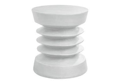 White Magnesium Oxide Accent Table - 25" Round Outdoor Side Table