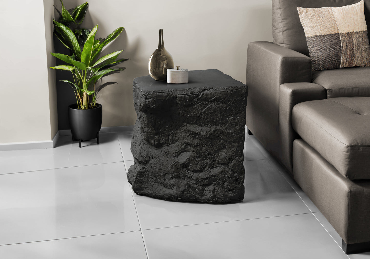 Accent Table, 25"h, Indoor Or Outdoor, Side Table, Nightstand, End, Bedroom, Living Room, Black, Contemporary, Modern