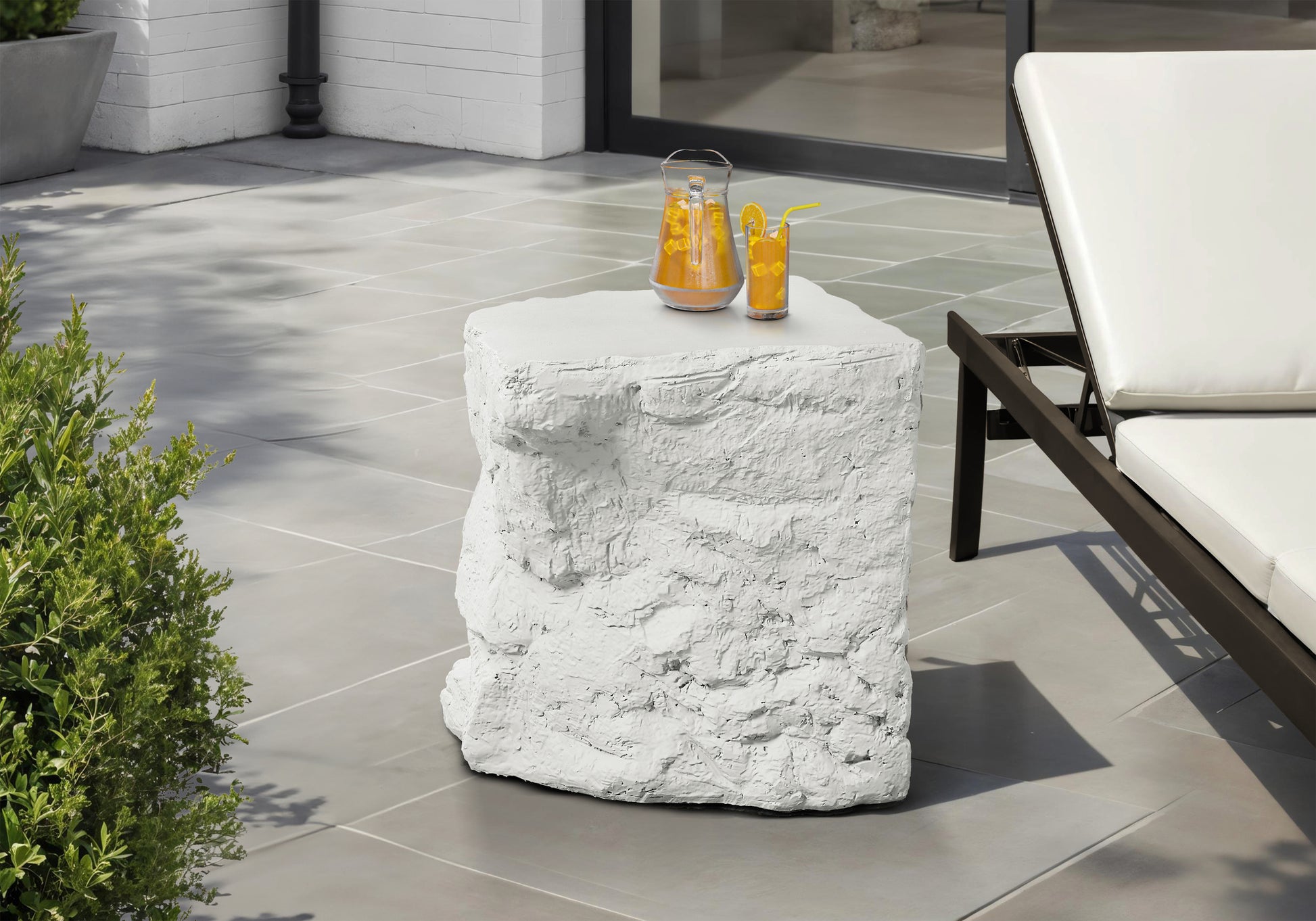 White Magnesium Oxide Accent Table - 25"H Outdoor Side Table