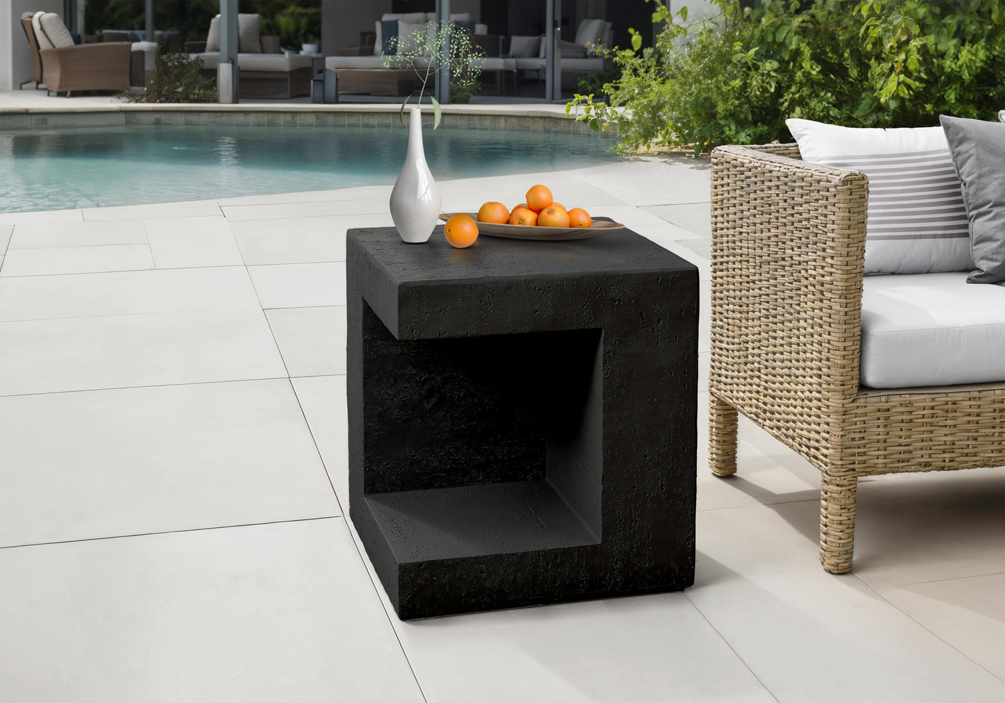 Black Magnesium Oxide Accent Table - 25"H Side Table