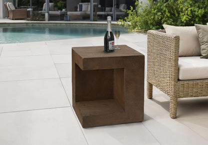 Walnut Accent Table - 25"H Outdoor Side Table