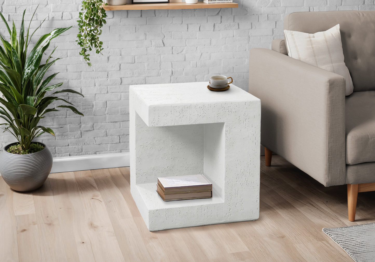 Accent Table, 25"h, Indoor Or Outdoor, Side Table, Nightstand, End, Square, Bedroom, Living Room, White, Contemporary, Modern