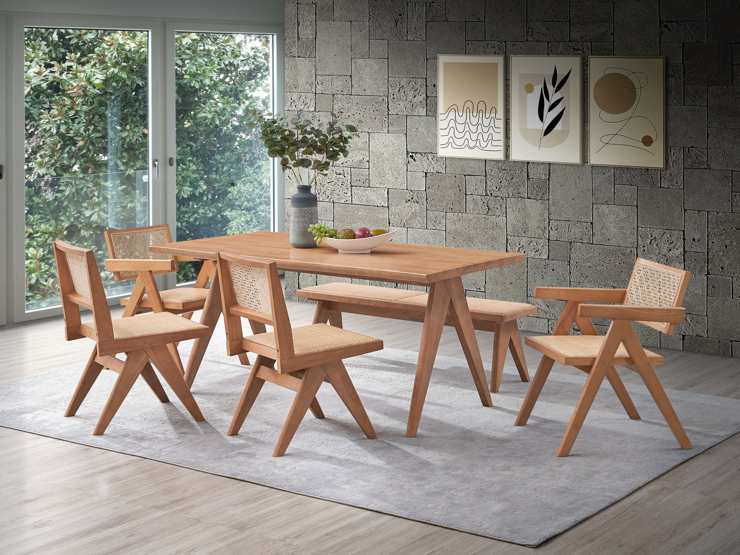 Rattan Side Chairs Set of 2 - Natural Finish Outdoor Seating