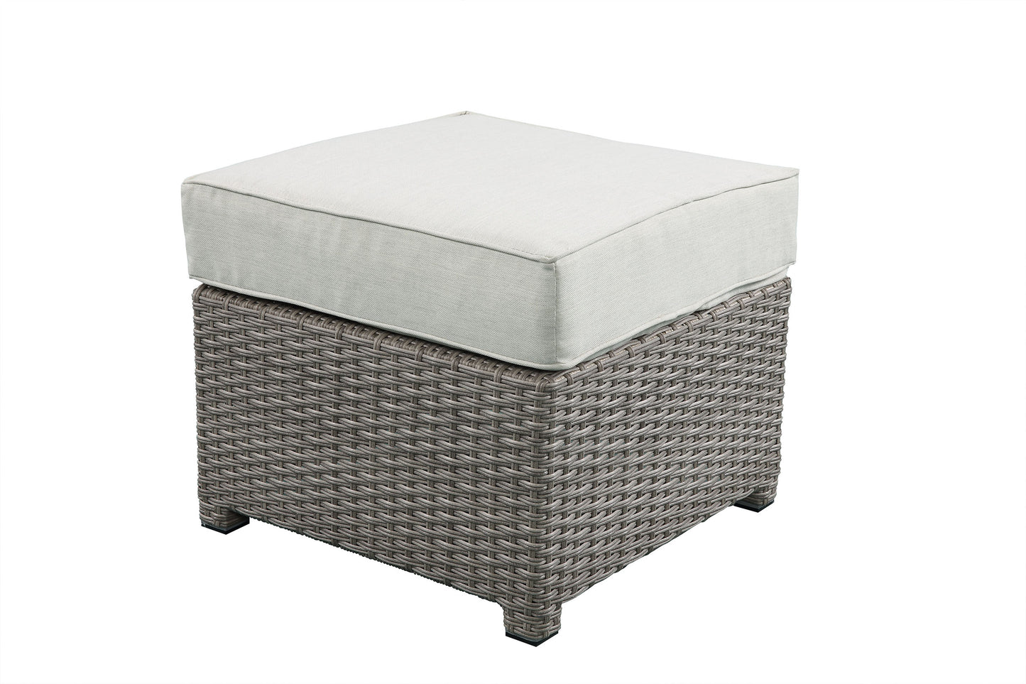 Gray Beige Outdoor Patio Sofa Set with Ottoman for Garden Living