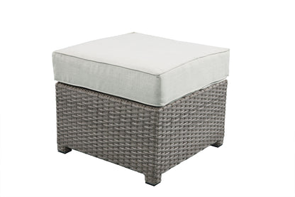 Gray Beige Outdoor Patio Sofa Set with Ottoman for Garden Living