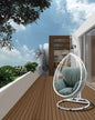 Simona Green Fabric & White Wicker Hanging Chair
