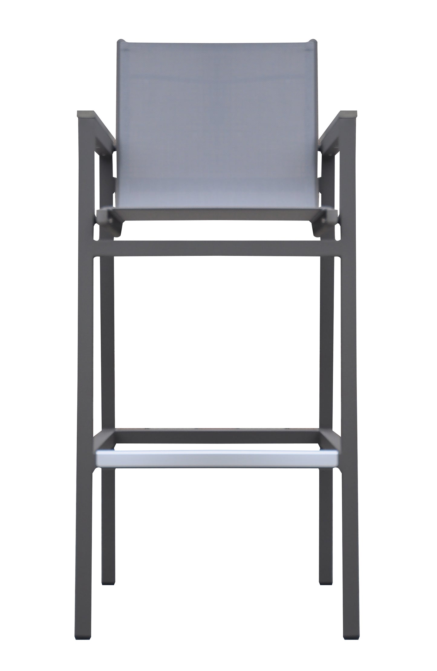 Gray Aluminum Patio Barstool with Textilene Sling