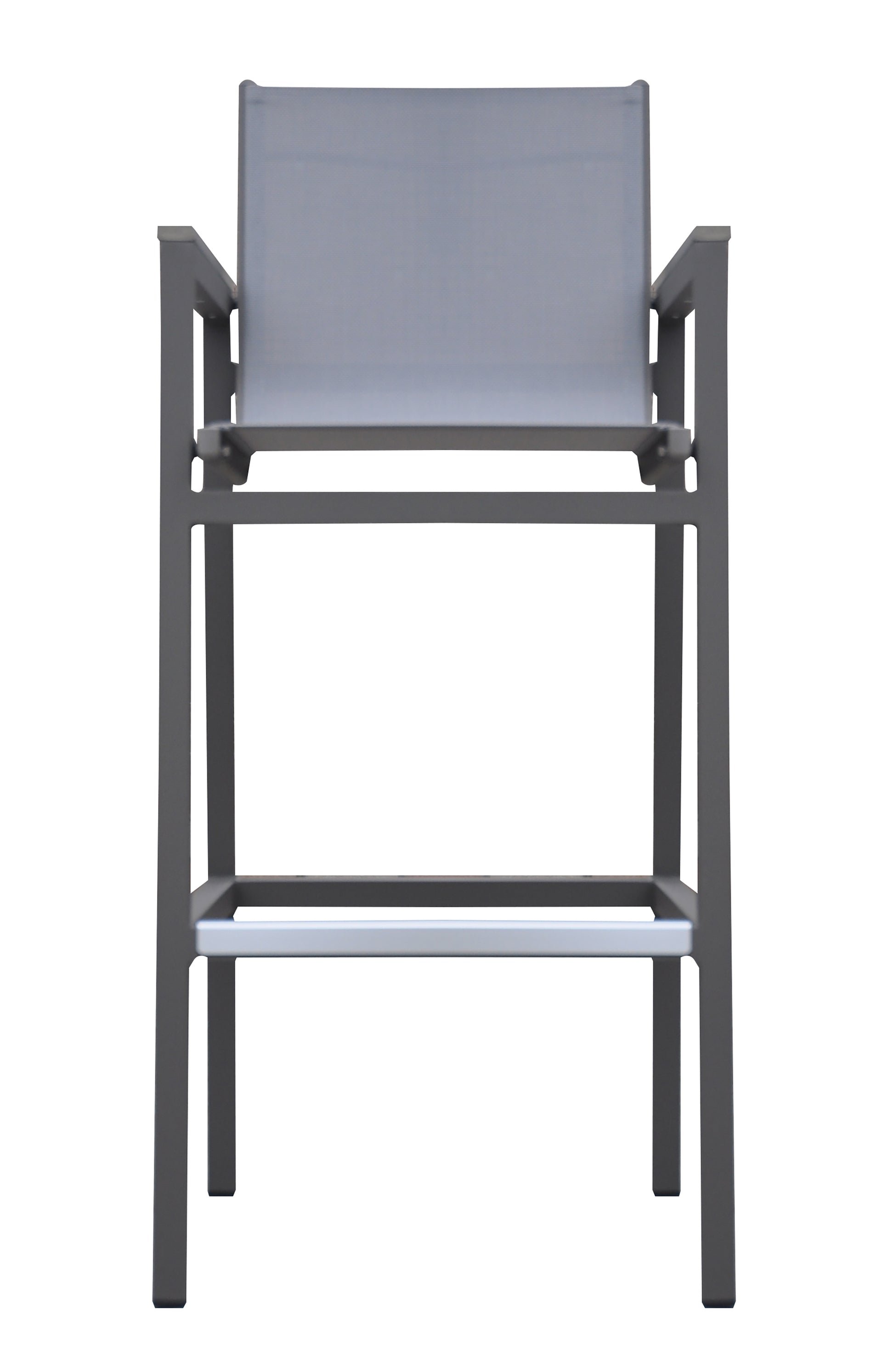 Gray Aluminum Patio Barstool with Textilene Sling