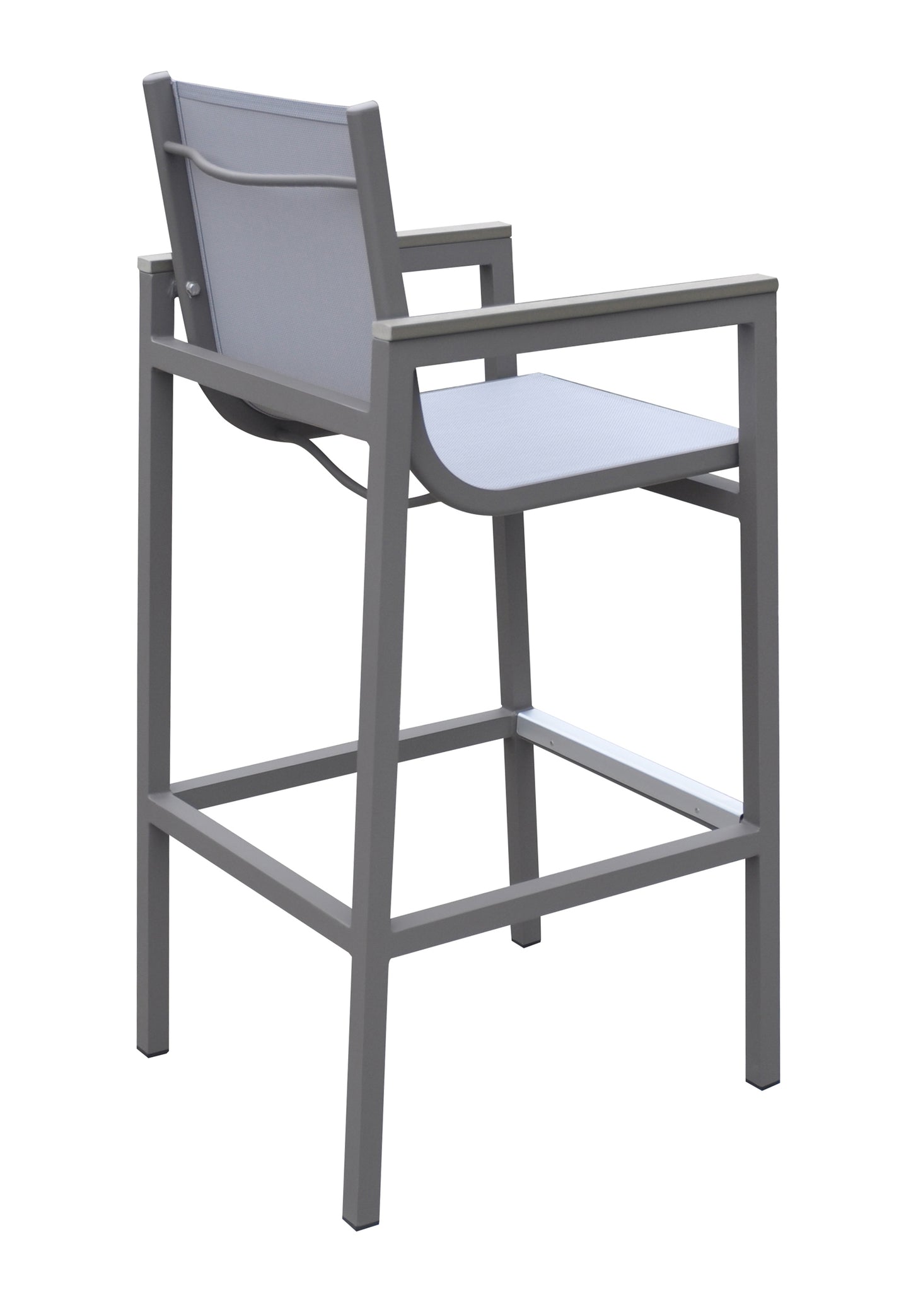 Gray Aluminum Patio Barstool with Textilene Sling