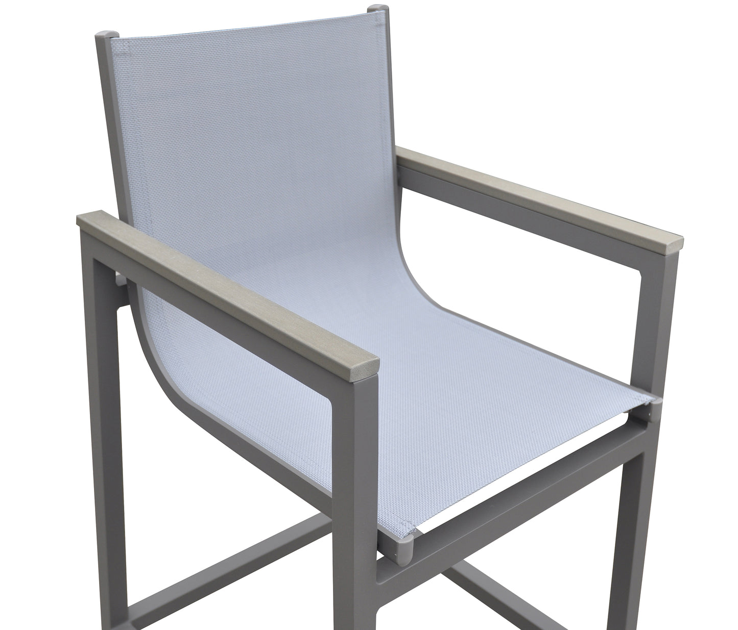Gray Aluminum Patio Barstool with Textilene Sling