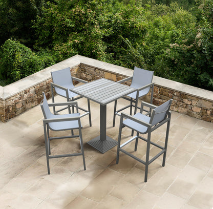 Gray Aluminum Patio Barstool with Textilene Sling