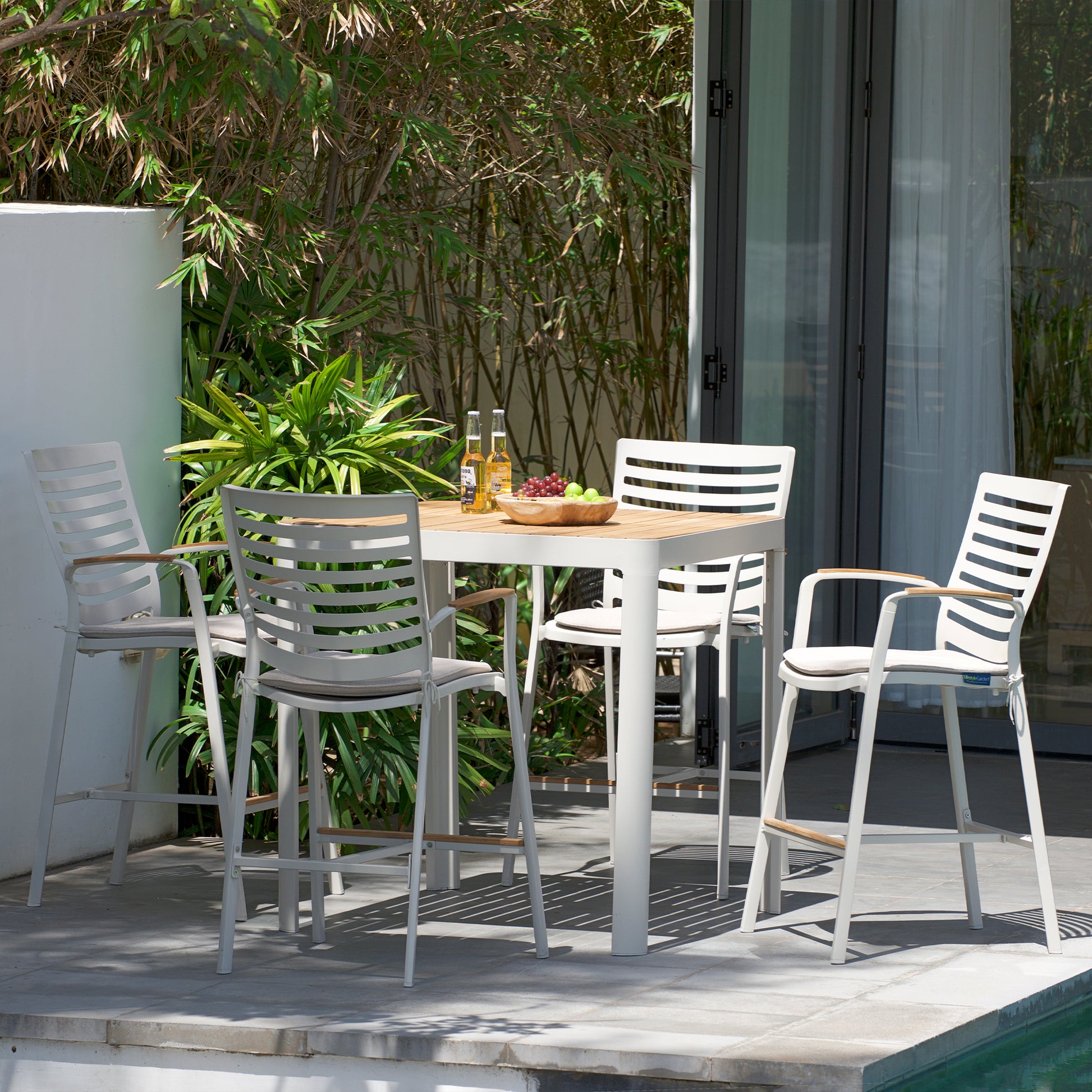 Isora Outdoor Patio Barstool - Brown Fabric & Metal