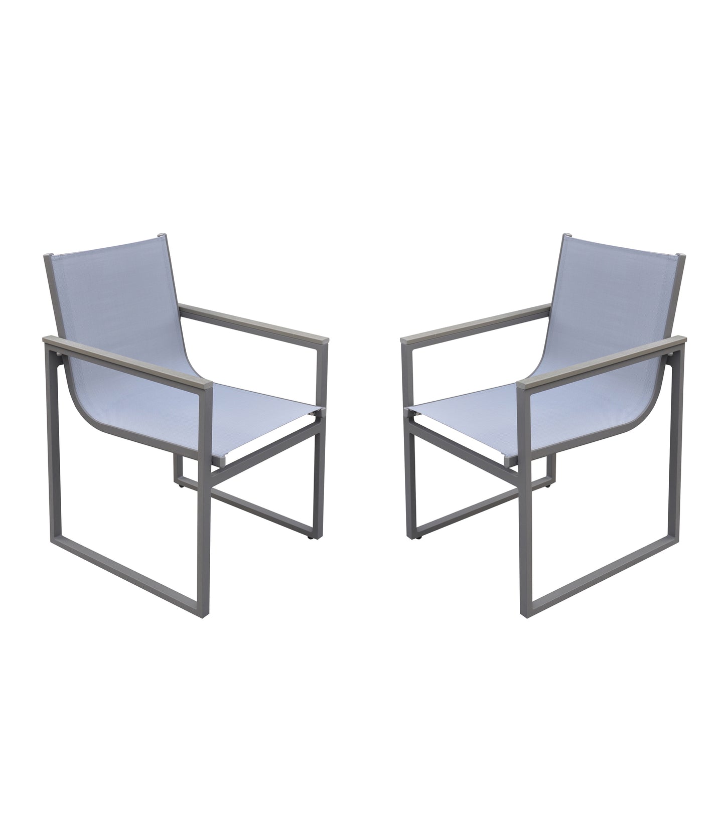 Gray Metal Wood Patio Dining Chairs - Set of 2