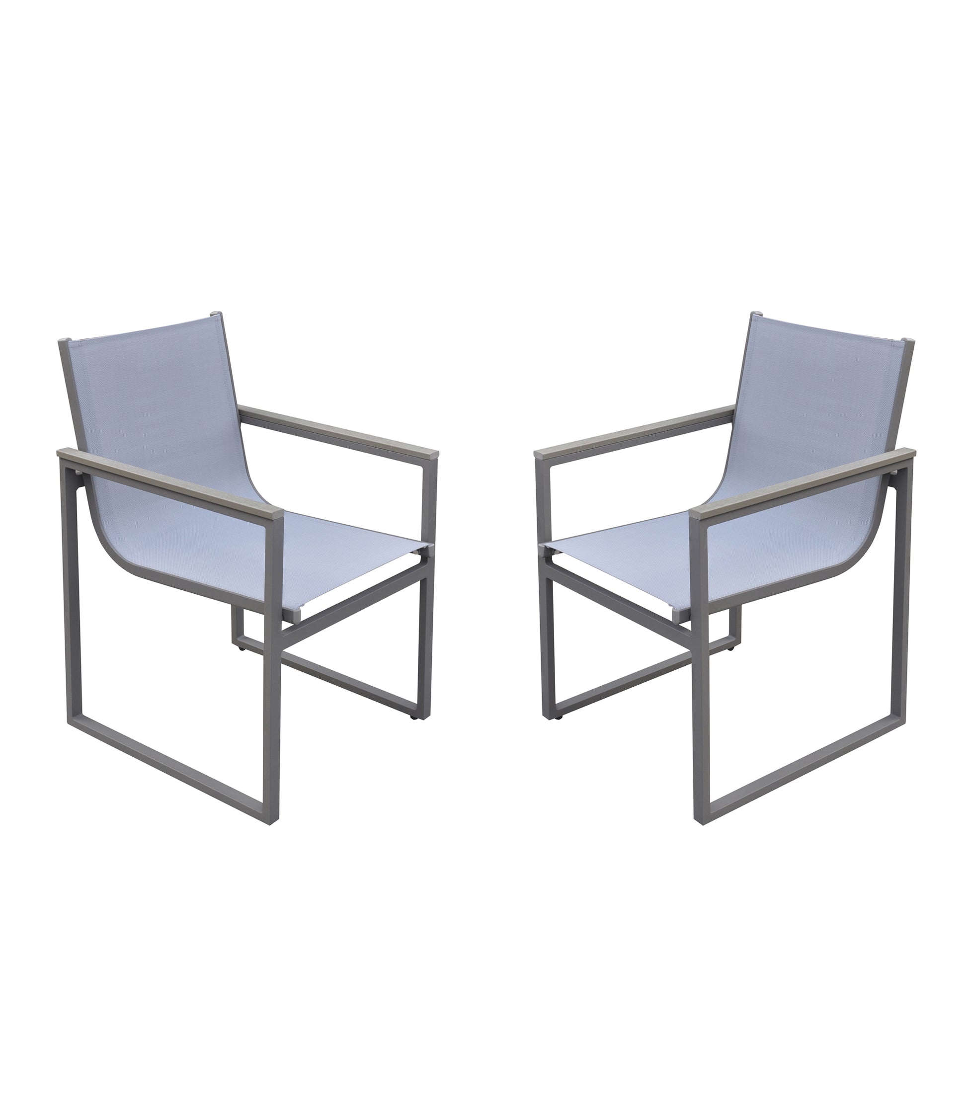 Gray Metal Wood Patio Dining Chairs - Set of 2
