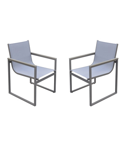 Gray Metal Wood Patio Dining Chairs - Set of 2