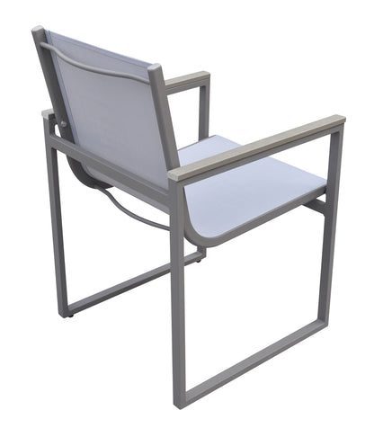 Gray Metal Wood Patio Dining Chairs - Set of 2