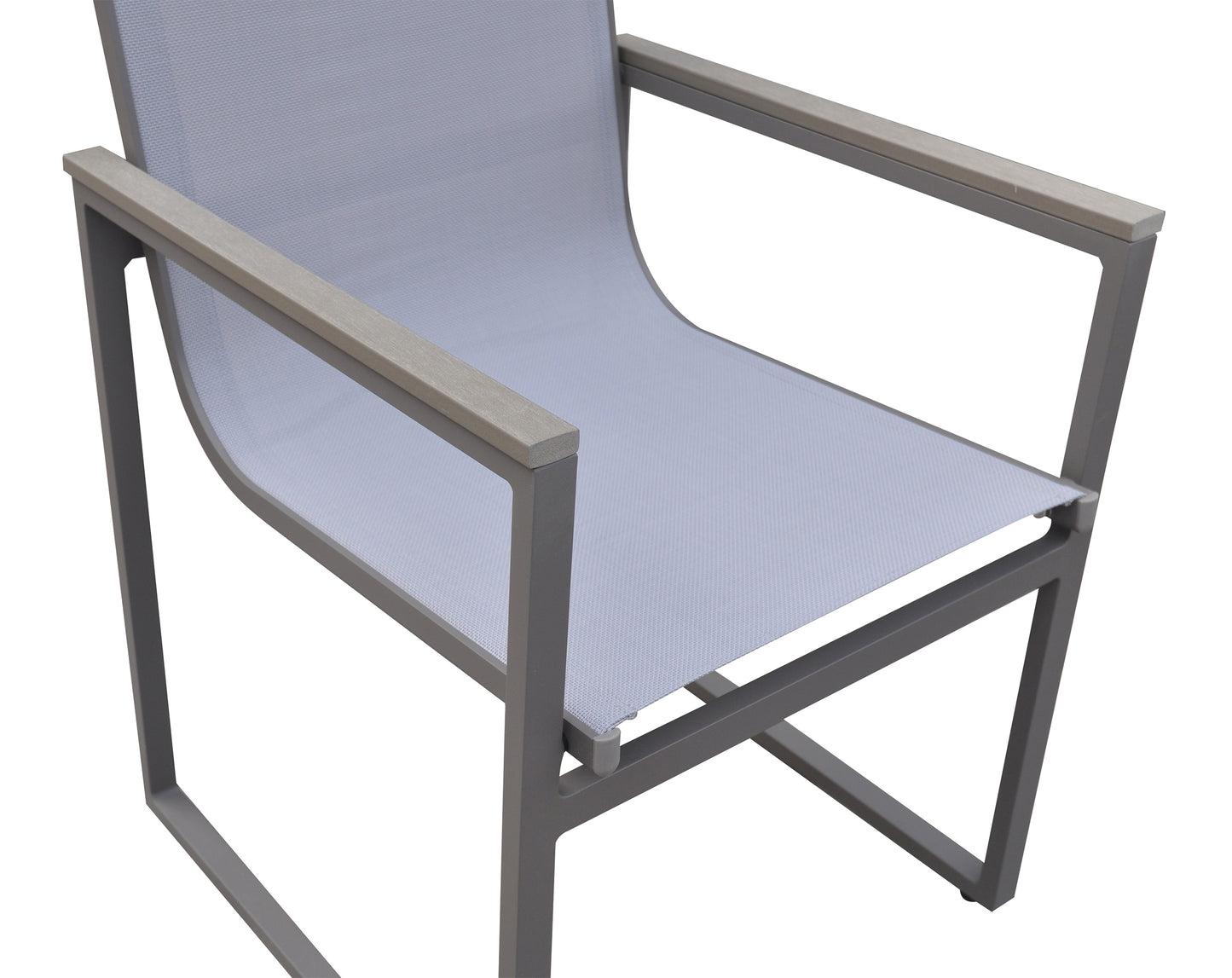 Gray Metal Wood Patio Dining Chairs - Set of 2