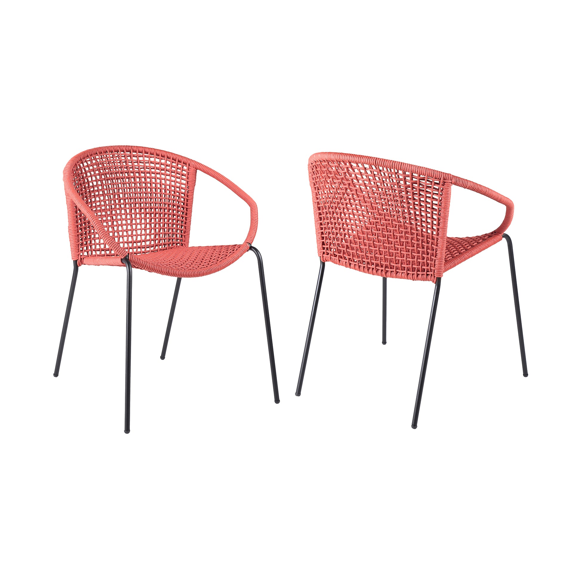 Red Steel Patio Chairs - Set of 2 Outdoor Dining Seating