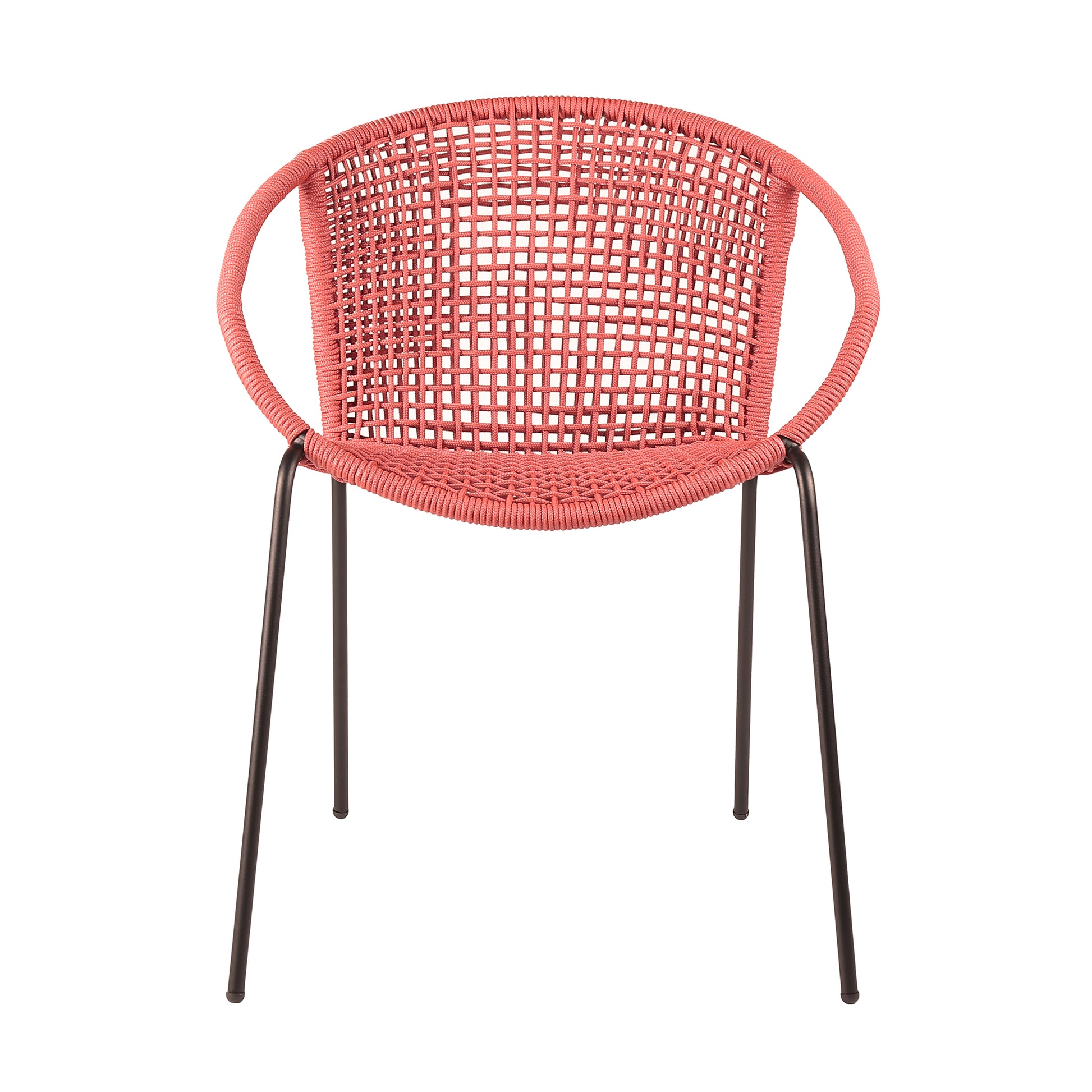Red Steel Patio Chairs - Set of 2 Outdoor Dining Seating