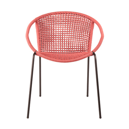 Red Steel Patio Chairs - Set of 2 Outdoor Dining Seating