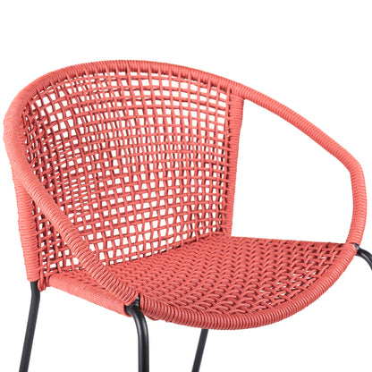 Red Steel Patio Chairs - Set of 2 Outdoor Dining Seating