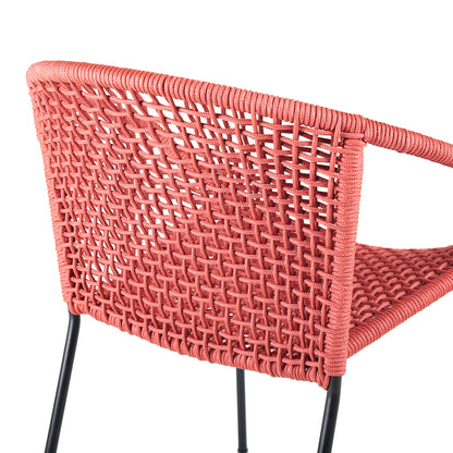 Red Steel Patio Chairs - Set of 2 Outdoor Dining Seating