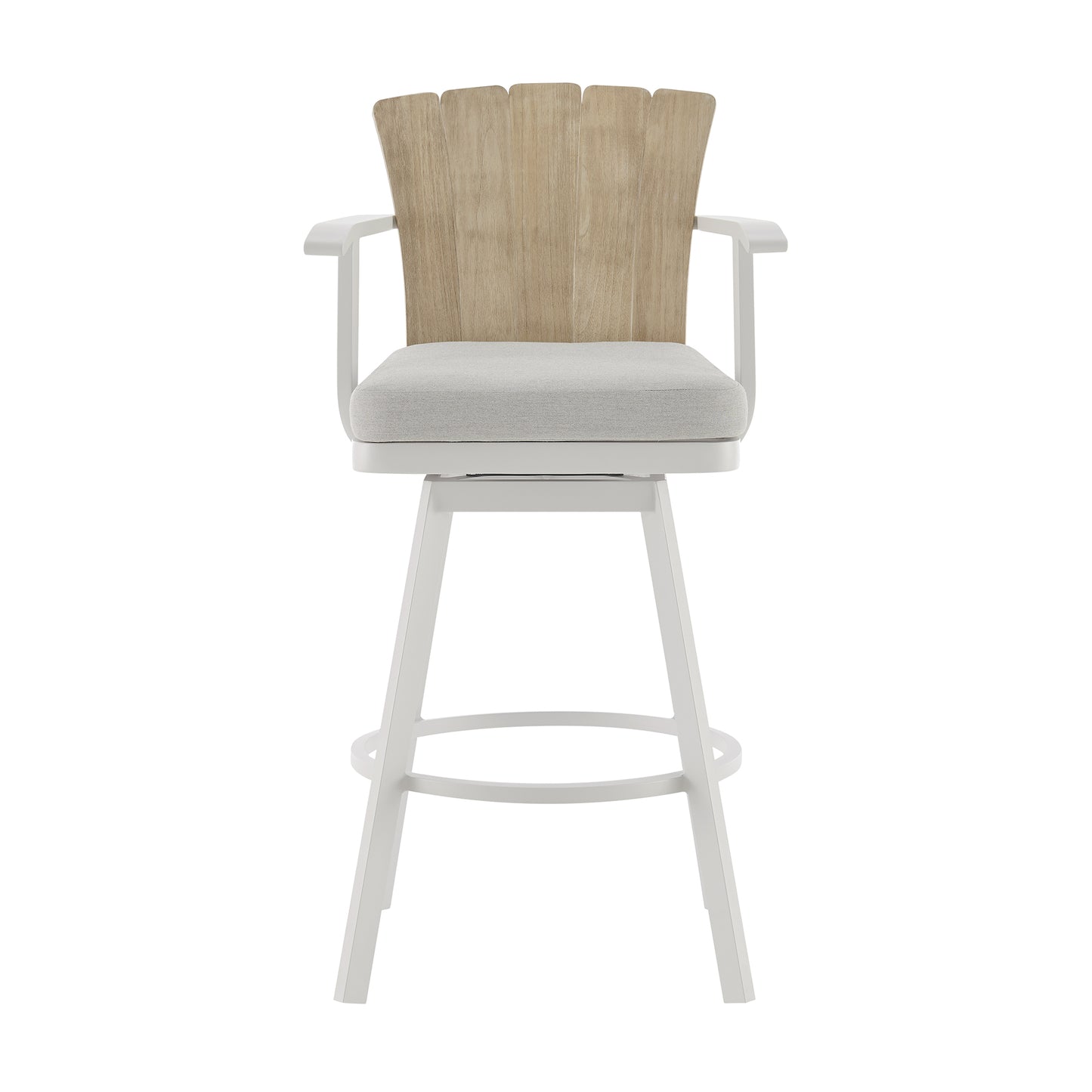 Hazel Outdoor Patio Swivel Counter Stool - Gray Aluminum & Teak Wood