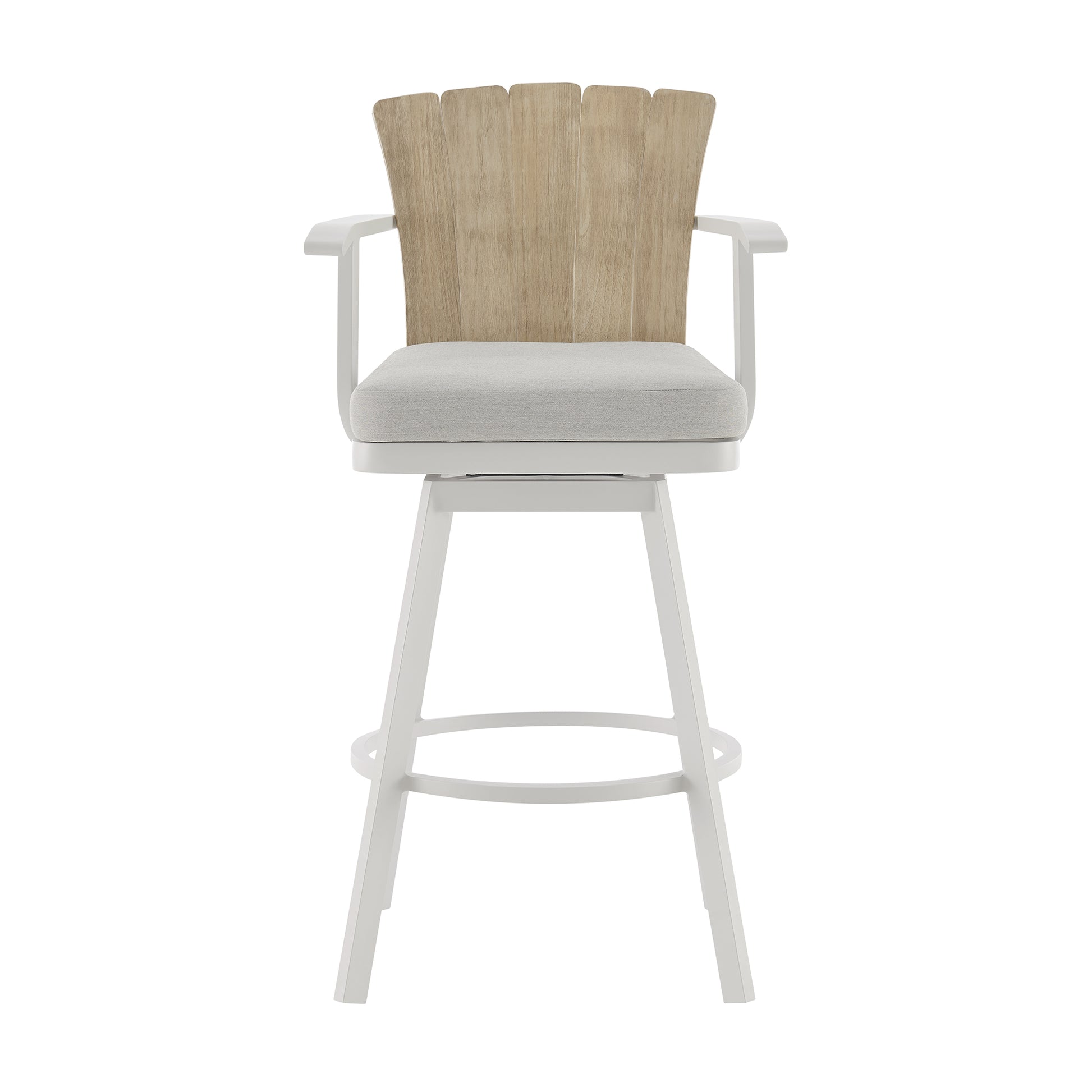 Hazel Outdoor Patio Swivel Counter Stool - Gray Aluminum & Teak Wood