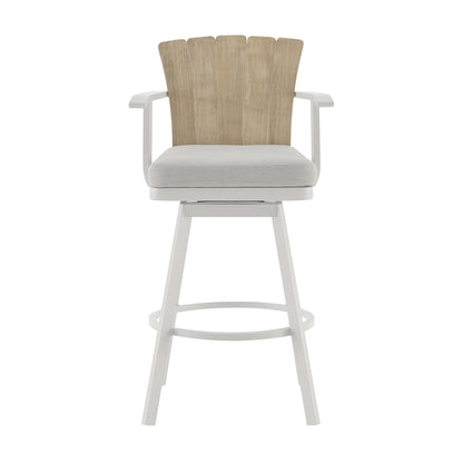 Hazel Outdoor Patio Swivel Counter Stool - Gray Aluminum & Teak Wood