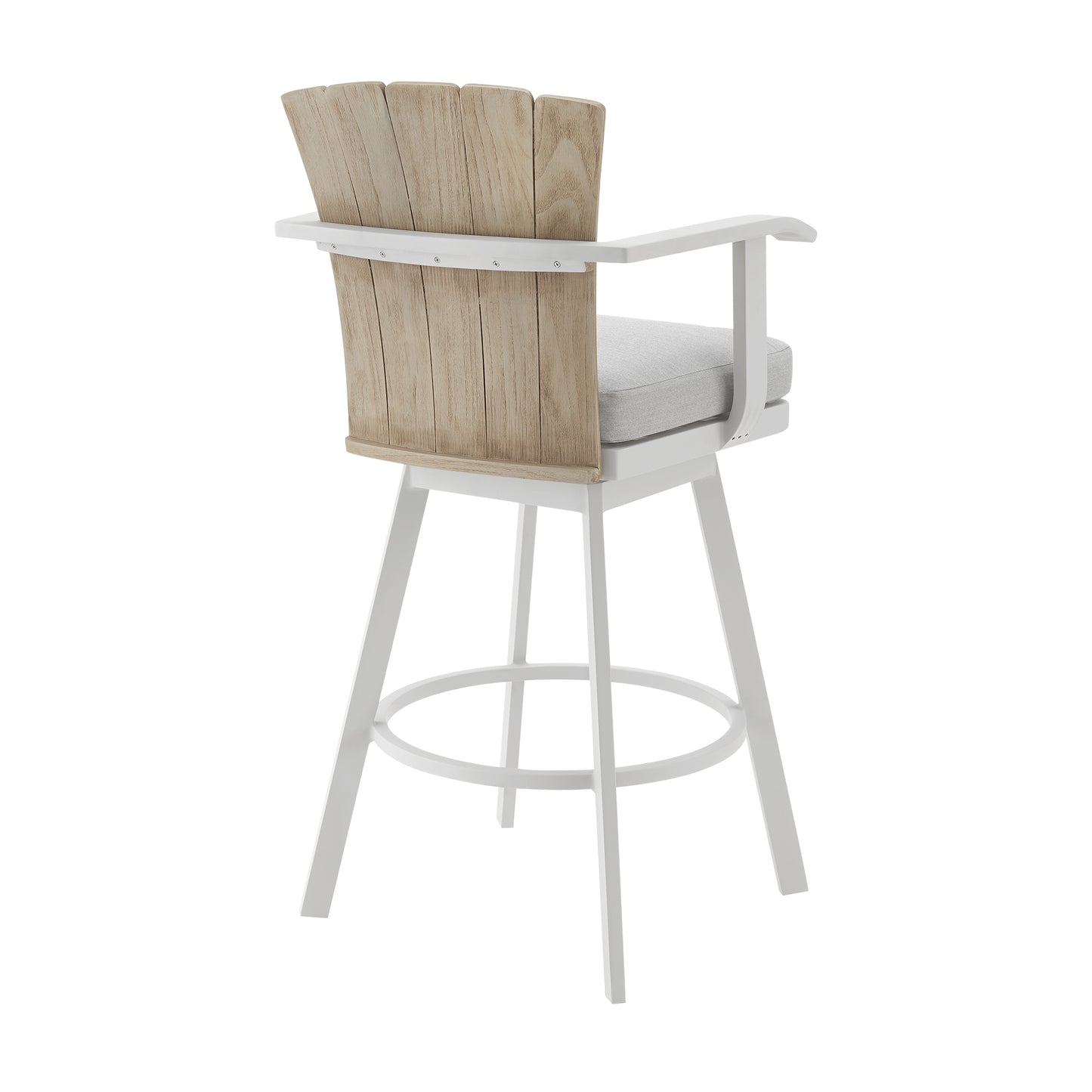 Hazel Outdoor Patio Swivel Counter Stool - Gray Aluminum & Teak Wood