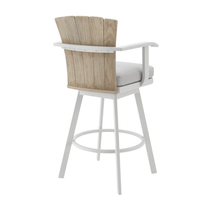 Hazel Outdoor Patio Swivel Counter Stool - Gray Aluminum & Teak Wood