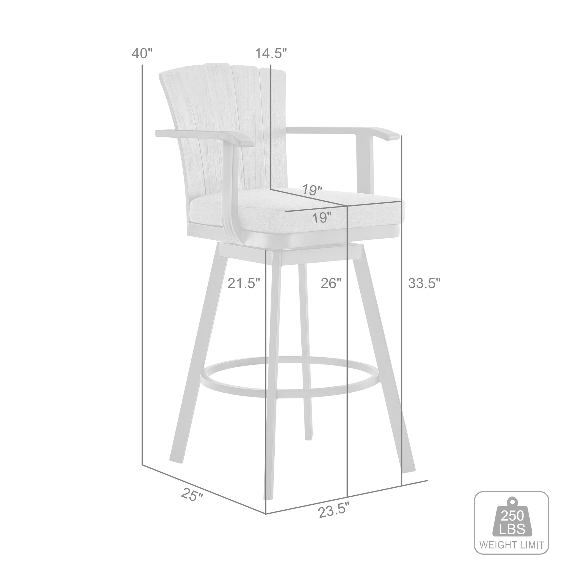 Hazel Outdoor Patio Swivel Counter Stool - Gray Aluminum & Teak Wood
