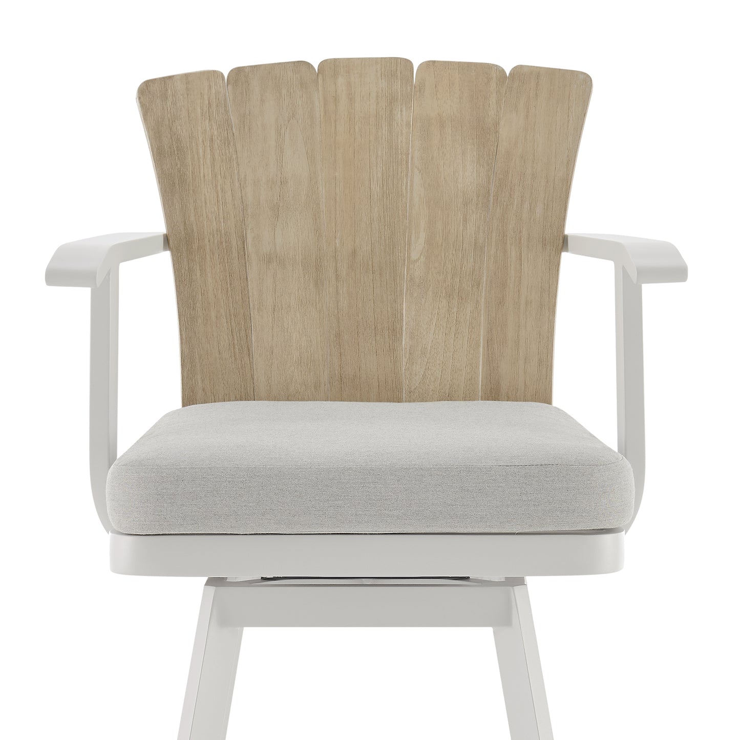 Hazel Outdoor Patio Swivel Counter Stool - Gray Aluminum & Teak Wood