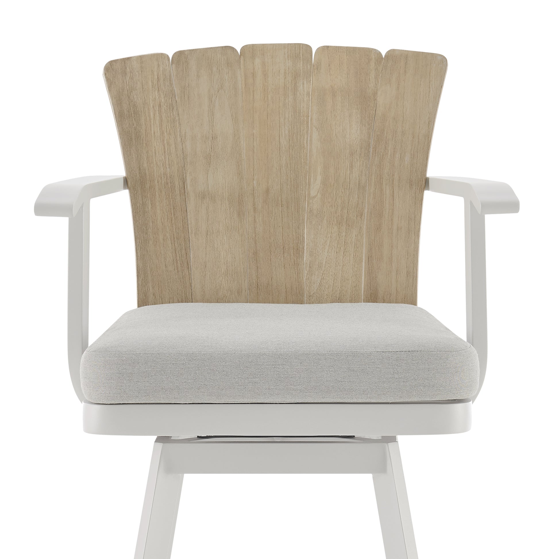 Hazel Outdoor Patio Swivel Counter Stool - Gray Aluminum & Teak Wood