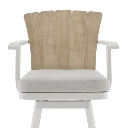 Hazel Outdoor Patio Swivel Counter Stool - Gray Aluminum & Teak Wood