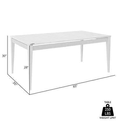 65 inch Eucalyptus Outdoor Dining Table for Garden or Poolside