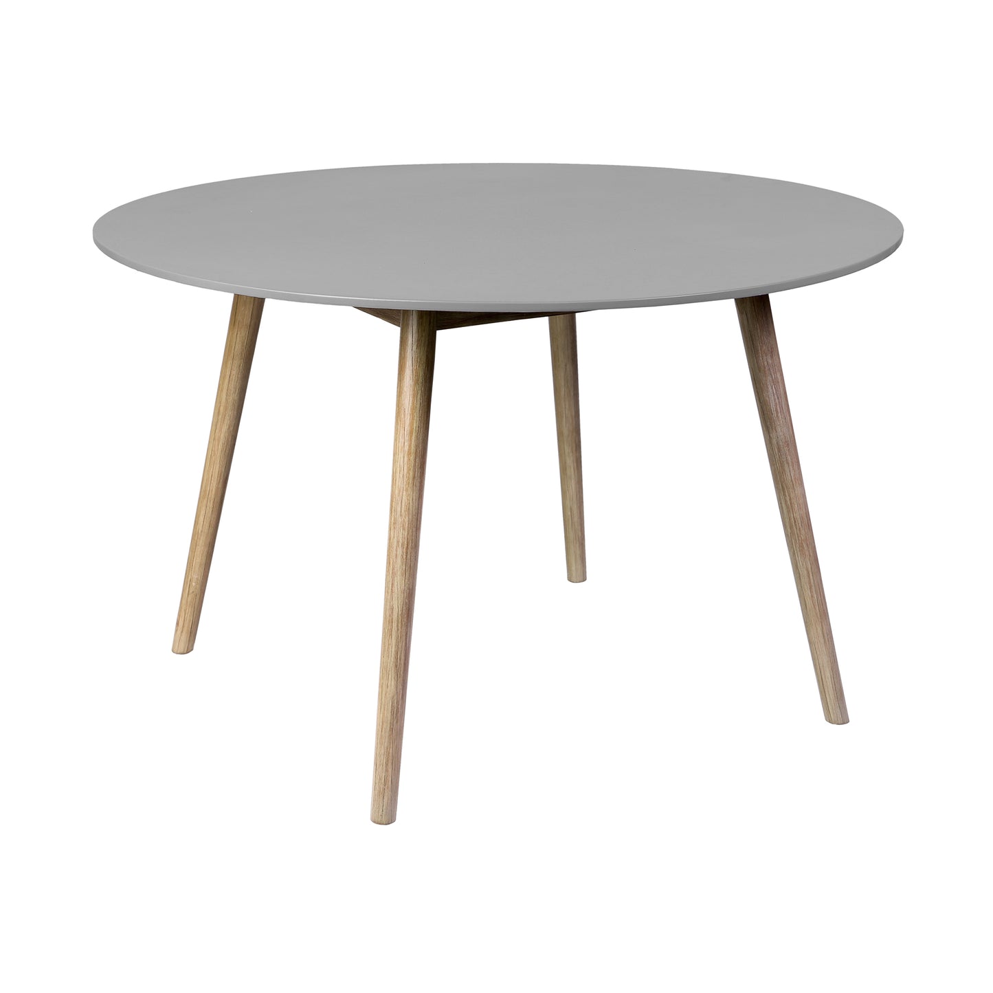 Kylie Round Outdoor Patio Dining Table - Gray Stone Top, Eucalyptus Wood