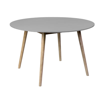 Kylie Round Outdoor Patio Dining Table - Gray Stone Top, Eucalyptus Wood