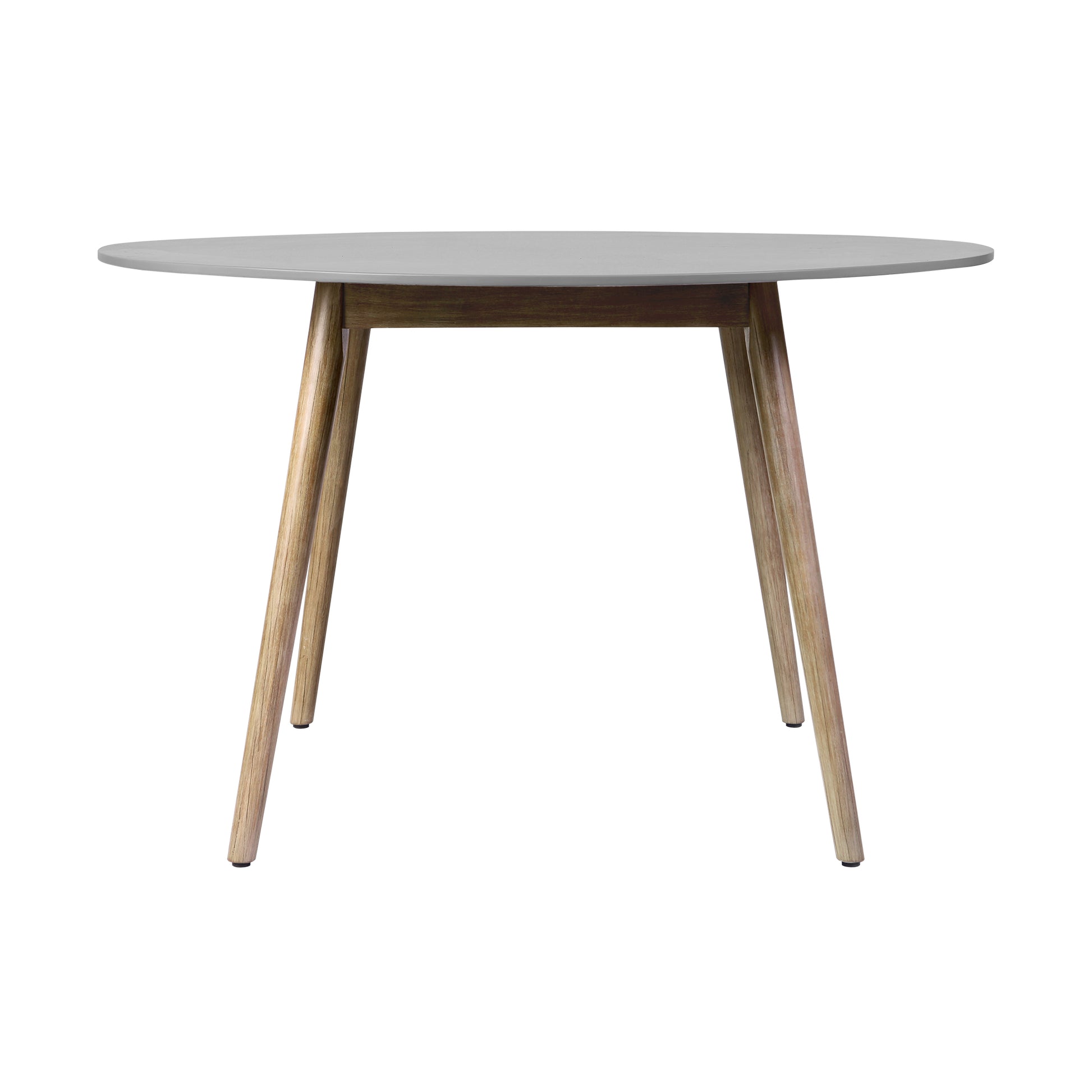 Kylie Round Outdoor Patio Dining Table - Gray Stone Top, Eucalyptus Wood