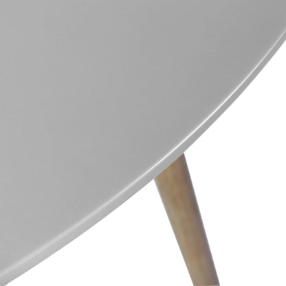 Kylie Round Outdoor Patio Dining Table - Gray Stone Top, Eucalyptus Wood