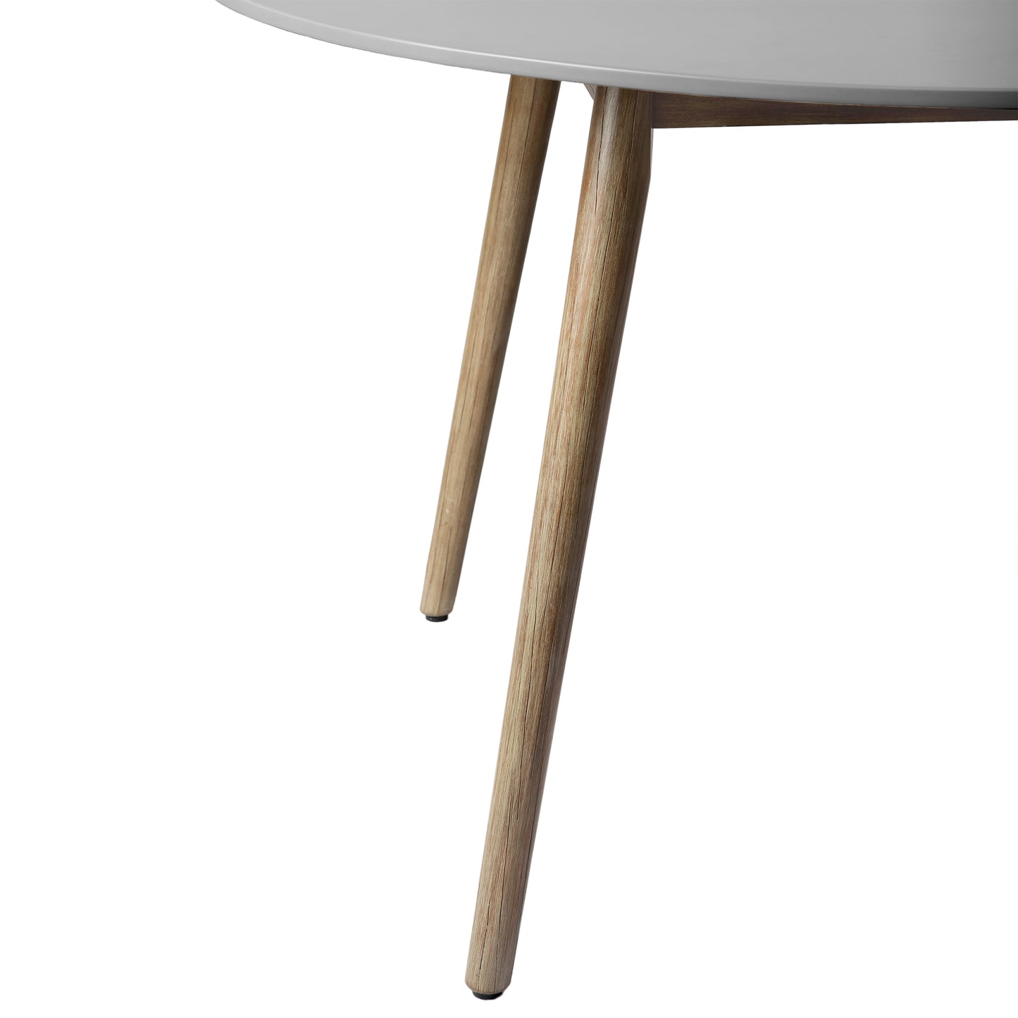 Kylie Round Outdoor Patio Dining Table - Gray Stone Top, Eucalyptus Wood