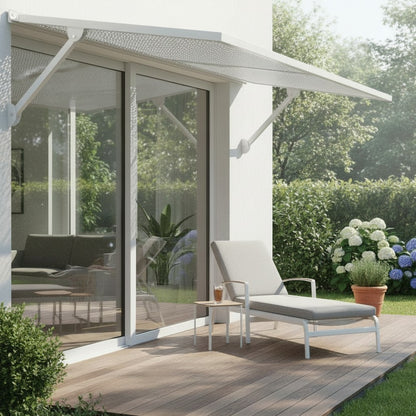 White Aluminium Patio Umbrella for Poolside & Garden Shade