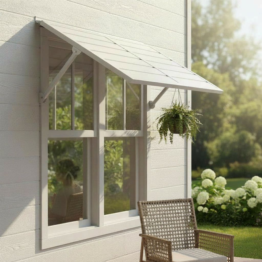 Terrace Metal Awning 4.6 - White: Aluminum Shade for Outdoor Spaces