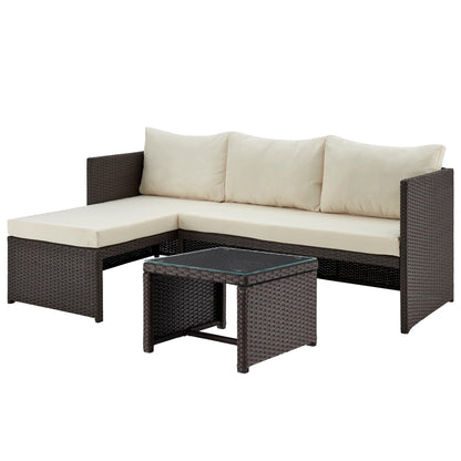 3-Piece Sectional Set in Brown and Cream