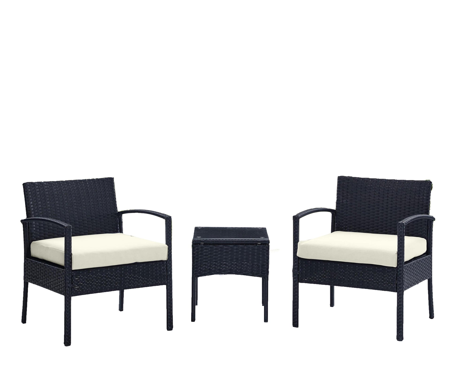 3-Piece Conversation Set in Black and Cream