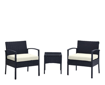 3-Piece Conversation Set in Black and Cream
