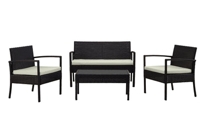 4-Piece Conversation Set in Black and Cream