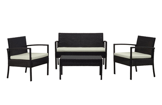 4-Piece Conversation Set in Black and Cream