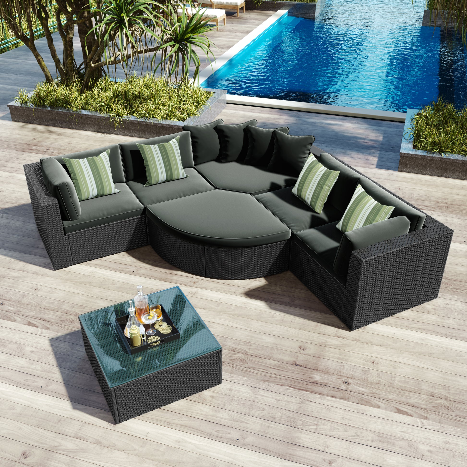 Gray Wicker Patio Sofa Set for Garden or Poolside Living