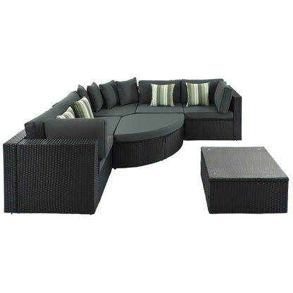 Gray Wicker Patio Sofa Set for Garden or Poolside Living